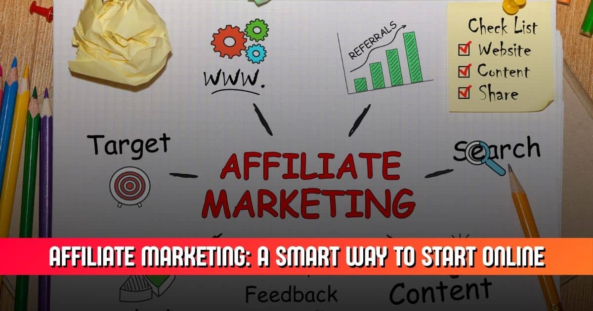 What is affiliate marketing explained with a simple beginner-friendly diagram showing affiliate links and commissions
